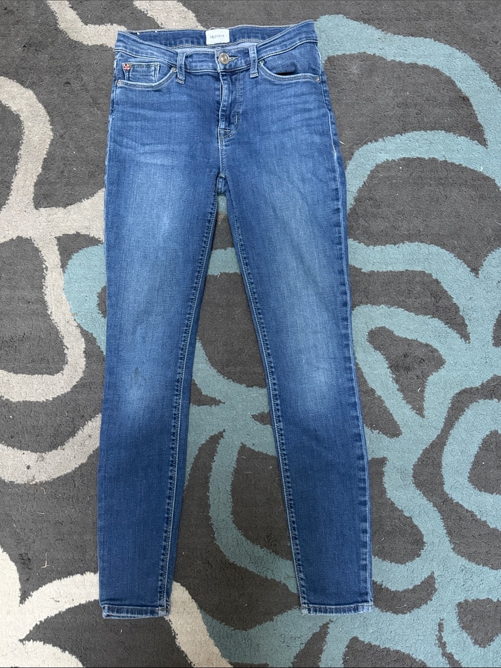 Hudson Natalie Mid Rise Raw Hem Super Skinny Dark Wash Jeans Size 24
